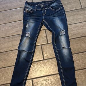 Almost Famous Dark Blue Distressed Jeans